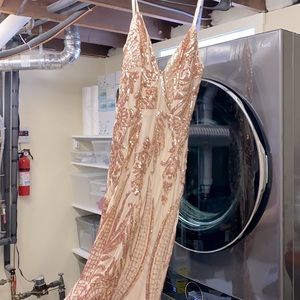 Formal rose gold sequin Fashion Nova dress